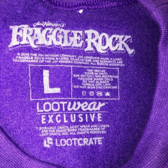 FRAGGLE ROCK Jim Henson Crewneck Pullover Sweatshirt Purple Sz L - Picture 4 of 4